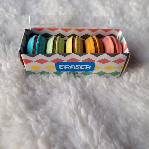 Brand New Boxed Set of 5 Rainbow Macaron-Shaped Erasers - Picture 2 of 6
